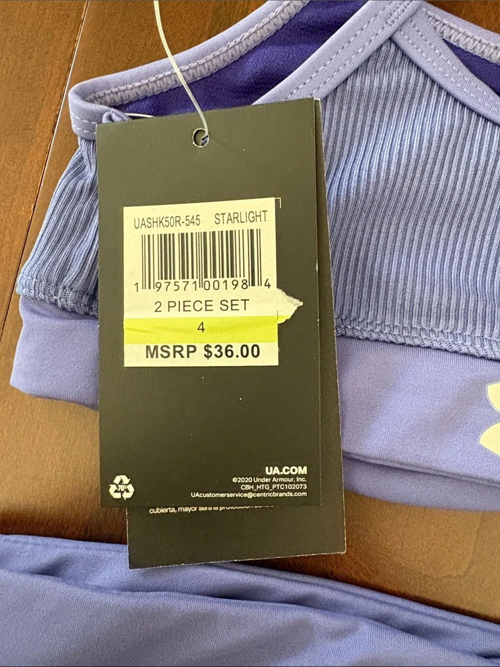 Under Armour Girls 4 periwinkle Purple Ribbed 2 Piece Swimsuit Bikini NWT $36